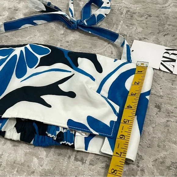 ZARA Floral Crop Top Blue/White Size XS NEW!! - Picture 9 of 9